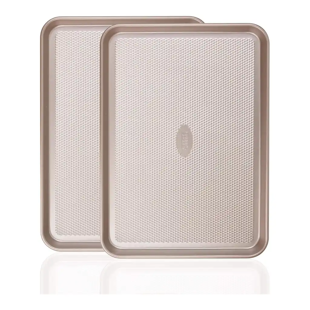 0e710d6e-b0c4-4b67-a760-0a174e40f3a0.jpg Baker's Secret - 2 Pack Jelly Roll Pan 15.75x10.9', Commercial Cookie Sheets for Baking with Diamond Texture Surface