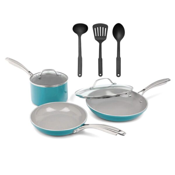 0e90d086-6a2e-4d70-90ee-abb30ca4f1fb.jpg Gotham Steel - Aqua 8 Piece Ultra Nonstick Cookware Set with Utensils - Blue