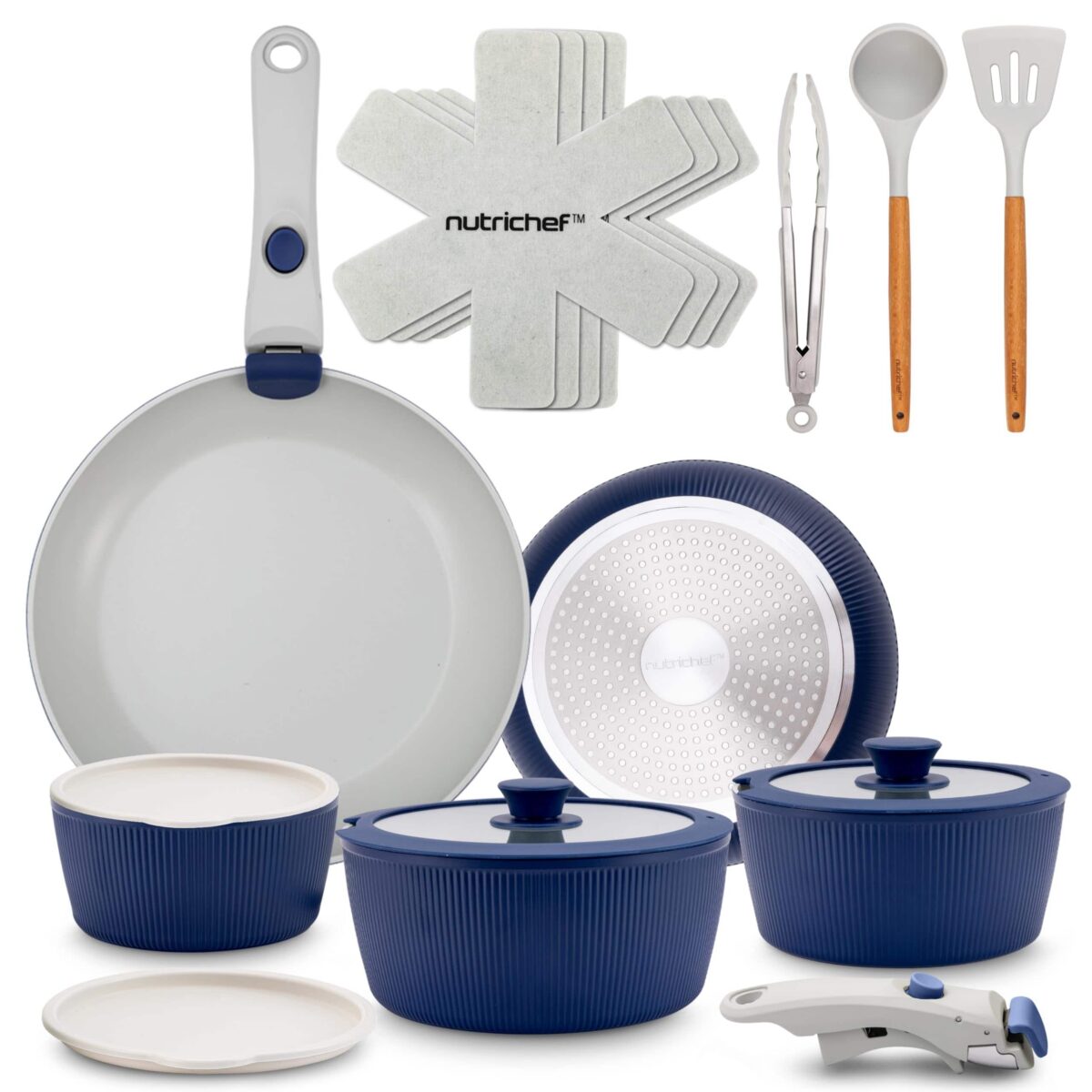 0f865c16-d606-453f-8c95-e53ecd6c9c7a.jpg NutriChef - 18-Piece Ceramic Cookware Set with Detachable Handles, Non Stick Pots and Pans - Blue