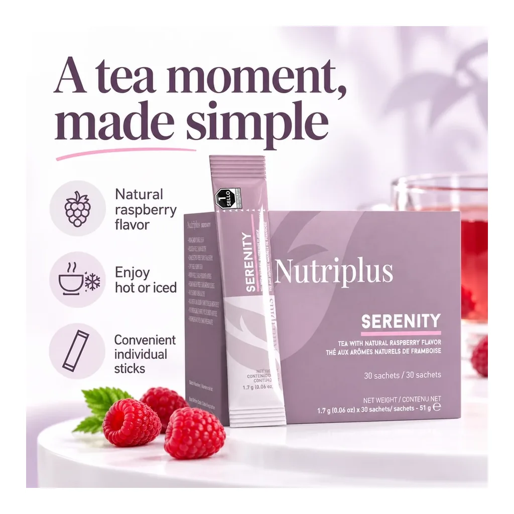 FARMASI Nutriplus Serenity Raspberry Tea – Natural raspberry flavor, hot or iced preparation, individual sticks FARMASI Nutriplus Serenity Raspberry Tea – Natural raspberry flavor, hot or iced preparation, individual sticks