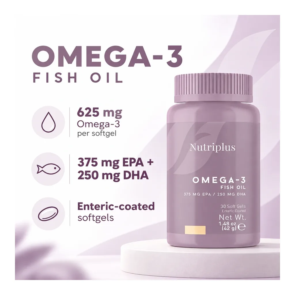 FARMASI Nutriplus Omega-3 – 625 mg omega-3 per softgel, 375 mg EPA and 250 mg DHA FARMASI Nutriplus Omega-3 – 625 mg omega-3 per softgel, 375 mg EPA and 250 mg DHA