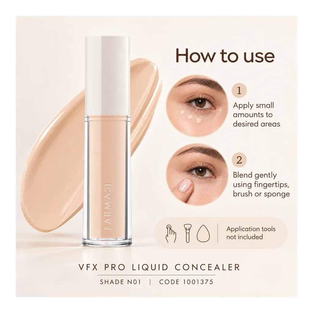 FARMASI VFX PRO Liquid Concealer N01 — Directions for use FARMASI VFX PRO Liquid Concealer in shade N01, directions for use