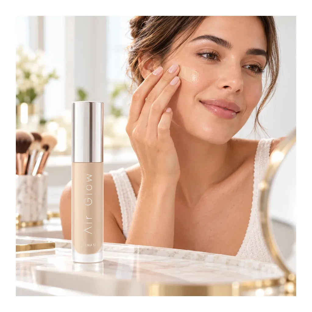 FARMASI Air Glow Foundation C02 — Usage scene FARMASI Air Glow Foundation in shade C02, usage scene