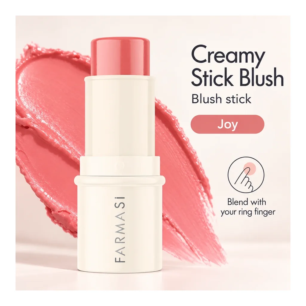 FARMASI Creamy Stick Blush Joy — Product features FARMASI Creamy Stick Blush in shade Joy, product features
