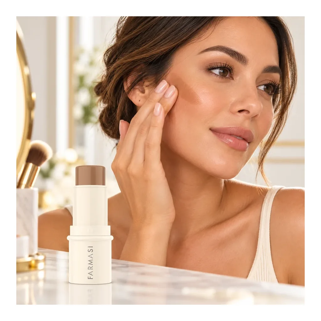 FARMASI Creamy Stick Contour Wink — Usage scene FARMASI Creamy Stick Contour in shade Wink, usage scene