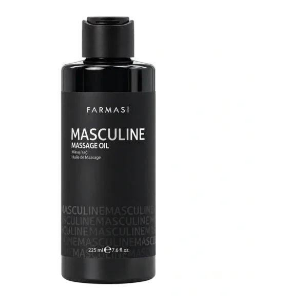 FARMASI Masculine Massage Oil – 225 mL bottle on white background FARMASI Masculine Massage Oil – 225 mL bottle on white background