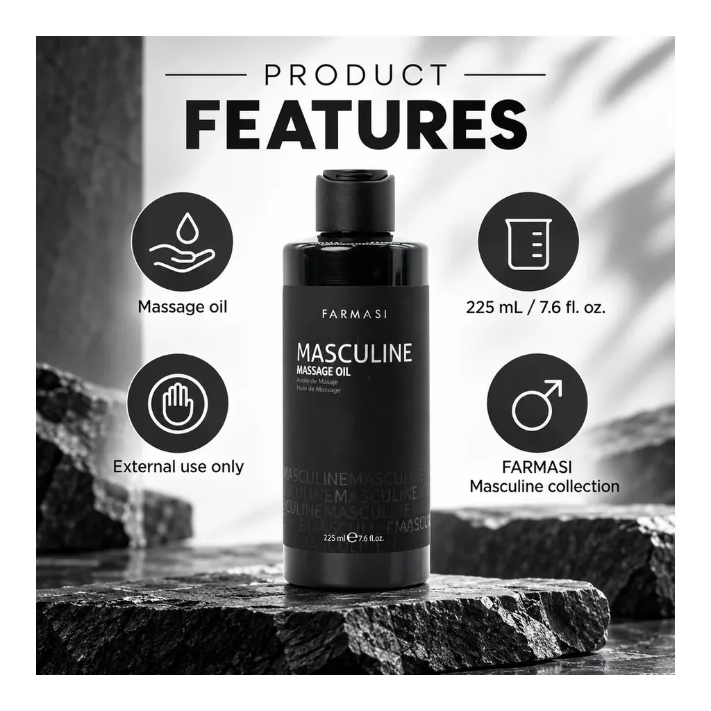 FARMASI Masculine Massage Oil – 225 mL massage oil for external use FARMASI Masculine Massage Oil – 225 mL massage oil for external use