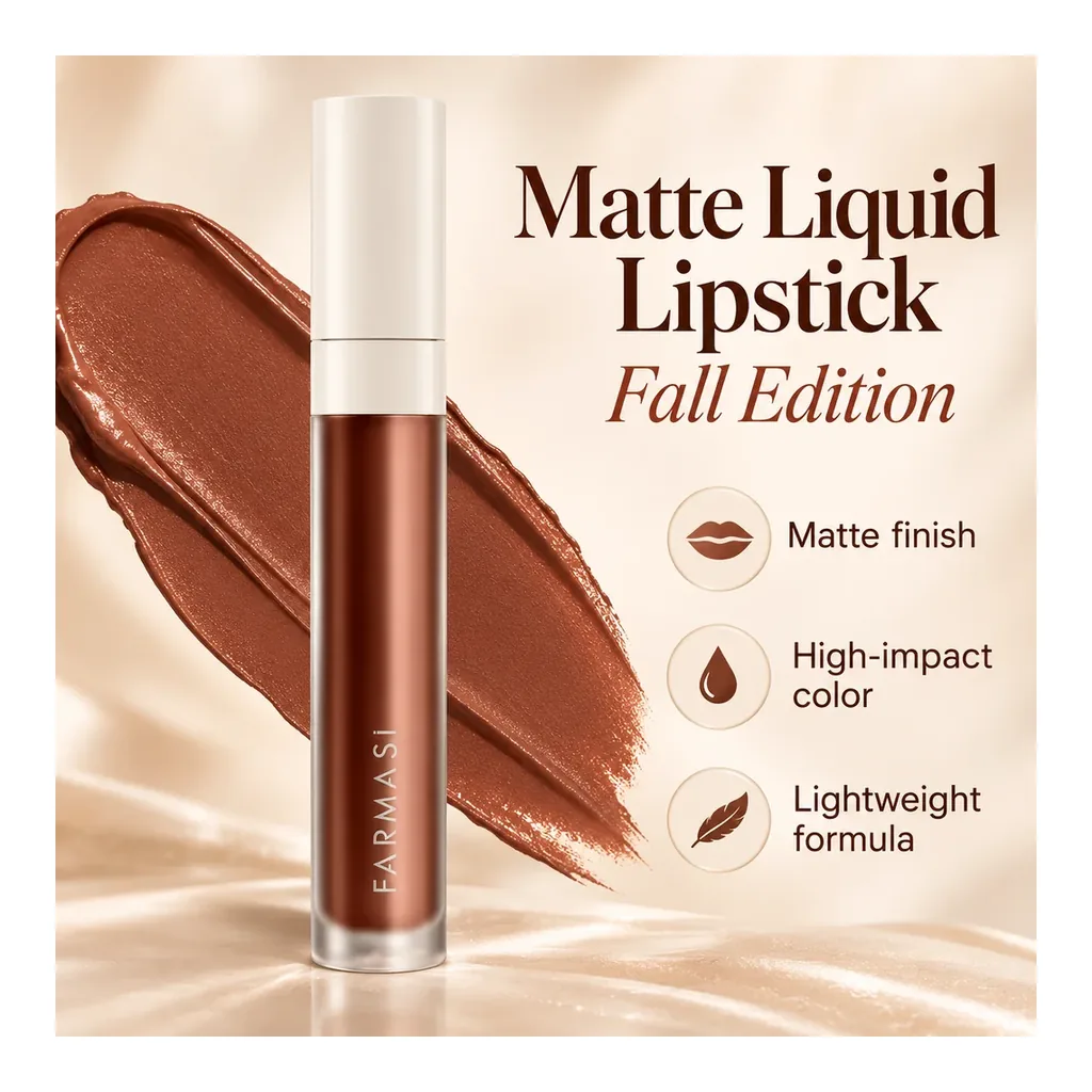 FARMASI Matte Liquid Lipstick Fall Edition Determined — Verified benefits FARMASI Matte Liquid Lipstick Fall Edition in shade Determined, verified benefits