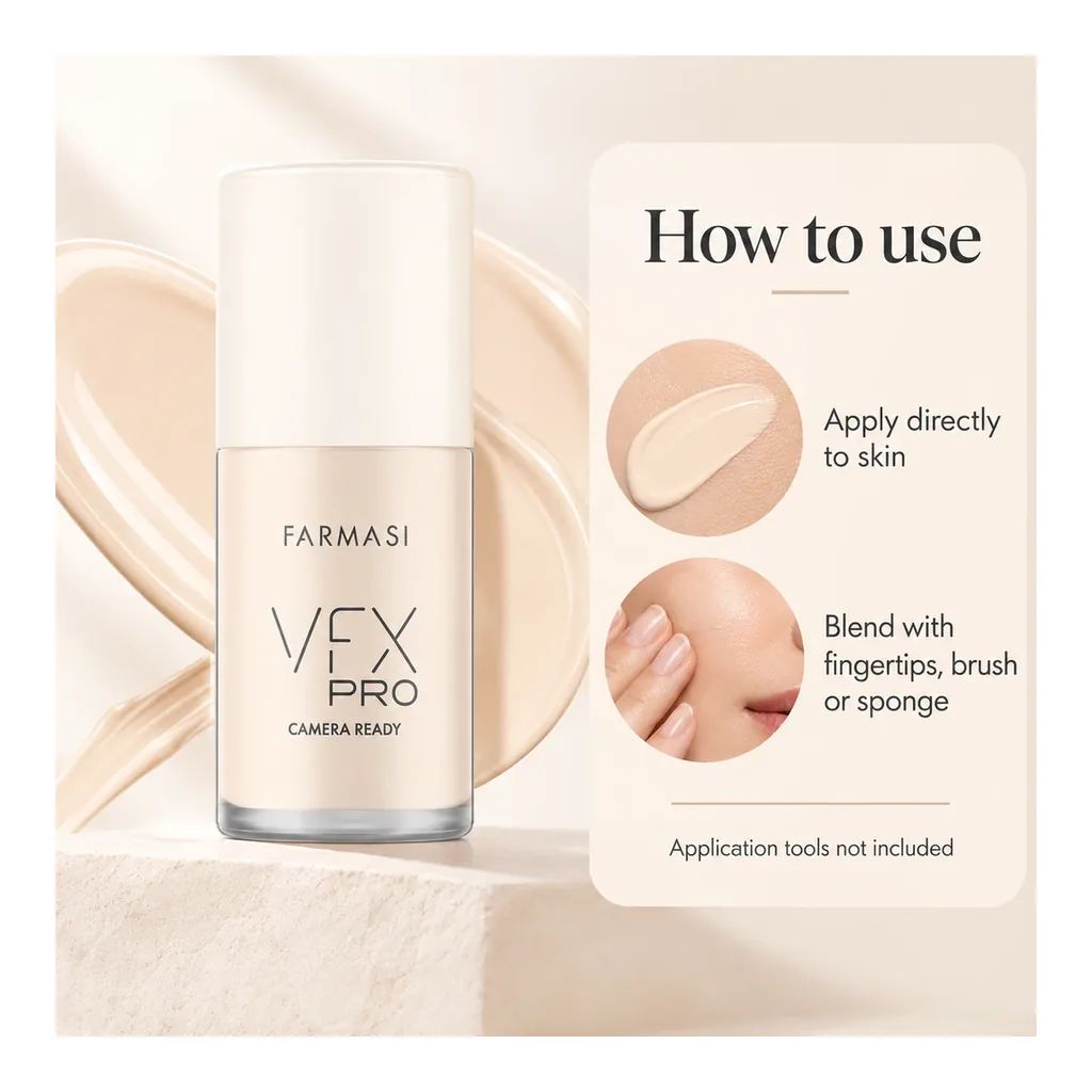 FARMASI VFX PRO Camera Ready Foundation 00 Alabaster — Directions for use FARMASI VFX PRO Camera Ready Foundation in shade 00 Alabaster, directions for use