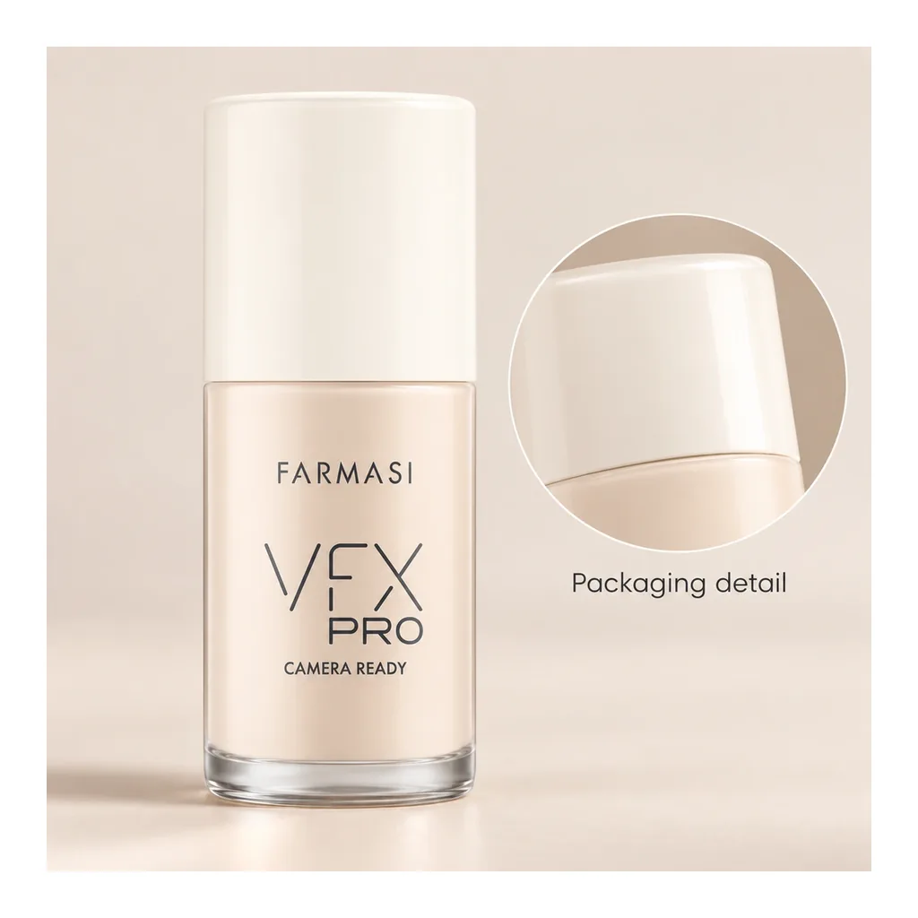 FARMASI VFX PRO Camera Ready Foundation 00 Alabaster — Packaging detail FARMASI VFX PRO Camera Ready Foundation in shade 00 Alabaster, packaging detail