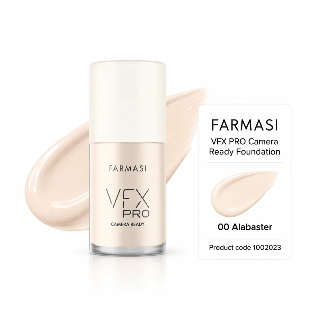 FARMASI VFX PRO Camera Ready Foundation 00 Alabaster — Product identification FARMASI VFX PRO Camera Ready Foundation in shade 00 Alabaster, product identification