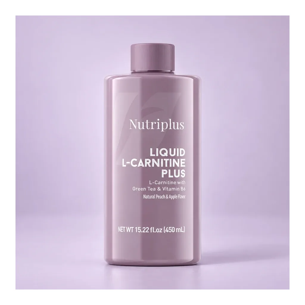 FARMASI Nutriplus L-Carnitine Apple & Peach – Bottle in a lavender styled scene FARMASI Nutriplus L-Carnitine Apple & Peach – Bottle in a lavender styled scene