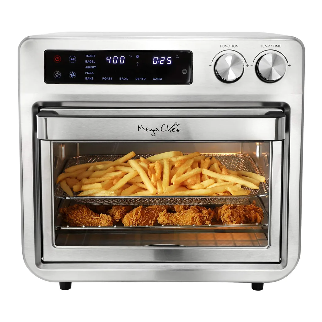 10118759_sd.jpg MegaChef - 26.4 Quart Digital Electric Multi-Function Air Fryer and Counter Top Oven - Silver