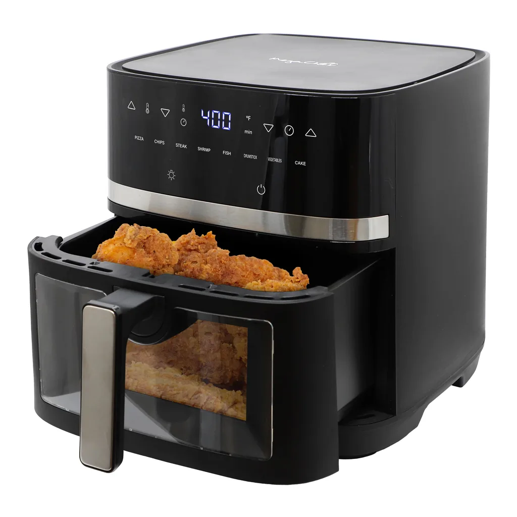 10119042_sd.jpg MegaChef - 8.5 Quart Digital Electric Air Fryer with Transparent Window - Black