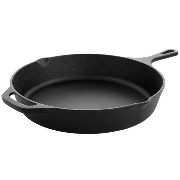 104a33d8-b44a-485f-9bfc-6c8c6eb27cd6.jpg MegaChef - 12 Inch Round Preseasoned Cast Iron Frying Pan - Black