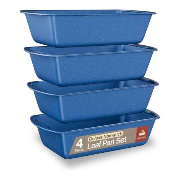 10711891-a0e6-406e-b315-18ea7004f4fa.jpg Bakken- Swiss - Loaf Pan Set of 4 – 11" Nonstick Carbon Steel, PTFE-Free, Oven Safe, Stackable, Dishwasher Safe - Blue Marble