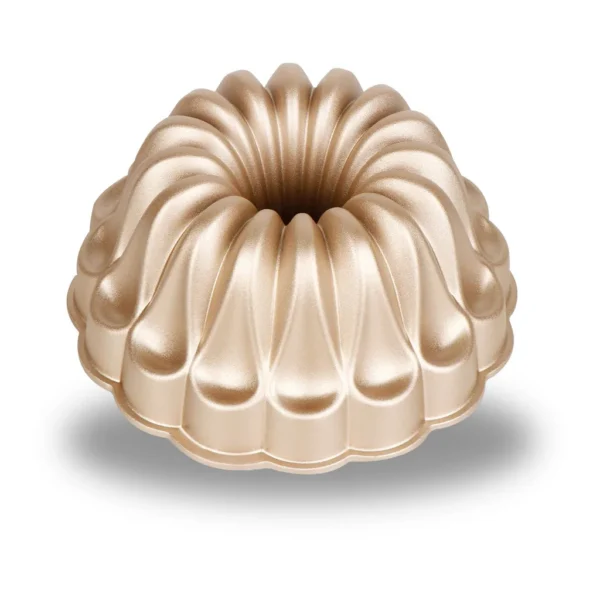 10d48113-c70f-472d-892f-e2a20976d6ad.jpg Baker's Secret - Fluted Cake Pan, Cast Aluminum 2 Layers Nonstick Coating (Fountain) - Champagne Gold