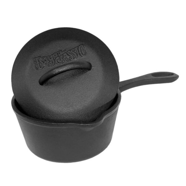 110cd5c7-0ba0-4810-8dd9-a28d5a5f732f.jpg Bayou Classic - 1 Quart Cast Iron Covered Sauce Pot with Self-Basting Lid - Black