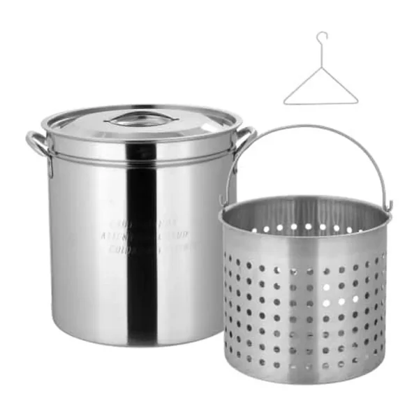 11195281_sd.jpg Winado - 36QT Turkey Deep Fryer Pot with Lid and Basket Stainless Steel Seafood Boil Pot for Camping Picnic - Silver