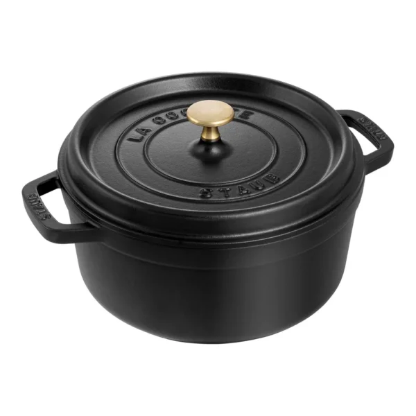 112039d3-31f8-4faf-9750-b8d818a7dc1d.jpg Staub - Cast Iron Round Cocotte, Dutch Oven, 4-quart, serves 3-4, Made in France - Matte Black