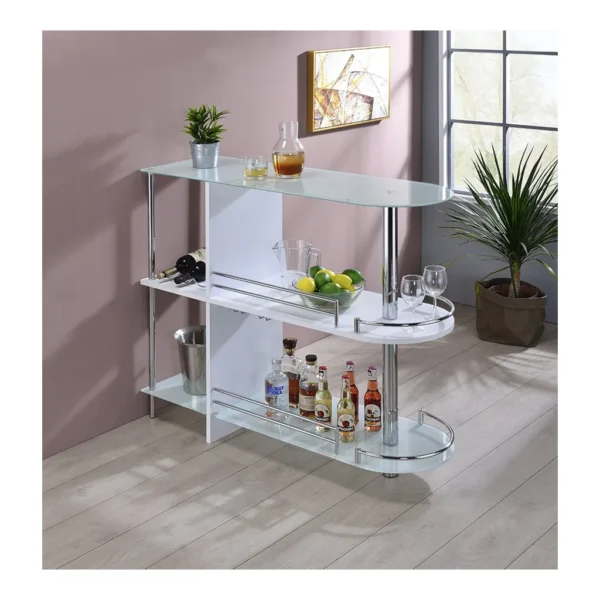 112e896d-0dc5-4e3c-8fd6-39d6e69e63b7.jpg Kings Brand Furniture - Bar Table with Two Tempered Glass Shelves and Wine Rack - White