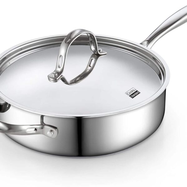 119ad5ef-35e6-4902-9d04-356aad5b2806.jpg Cooks Standard - Classic 4qt 10.5 Inch S/S Deep Frying Sauté Pan Skillet W/ Lid, Induction Dishwasher Oven Safe,Stay cool handle - Stainless Steel