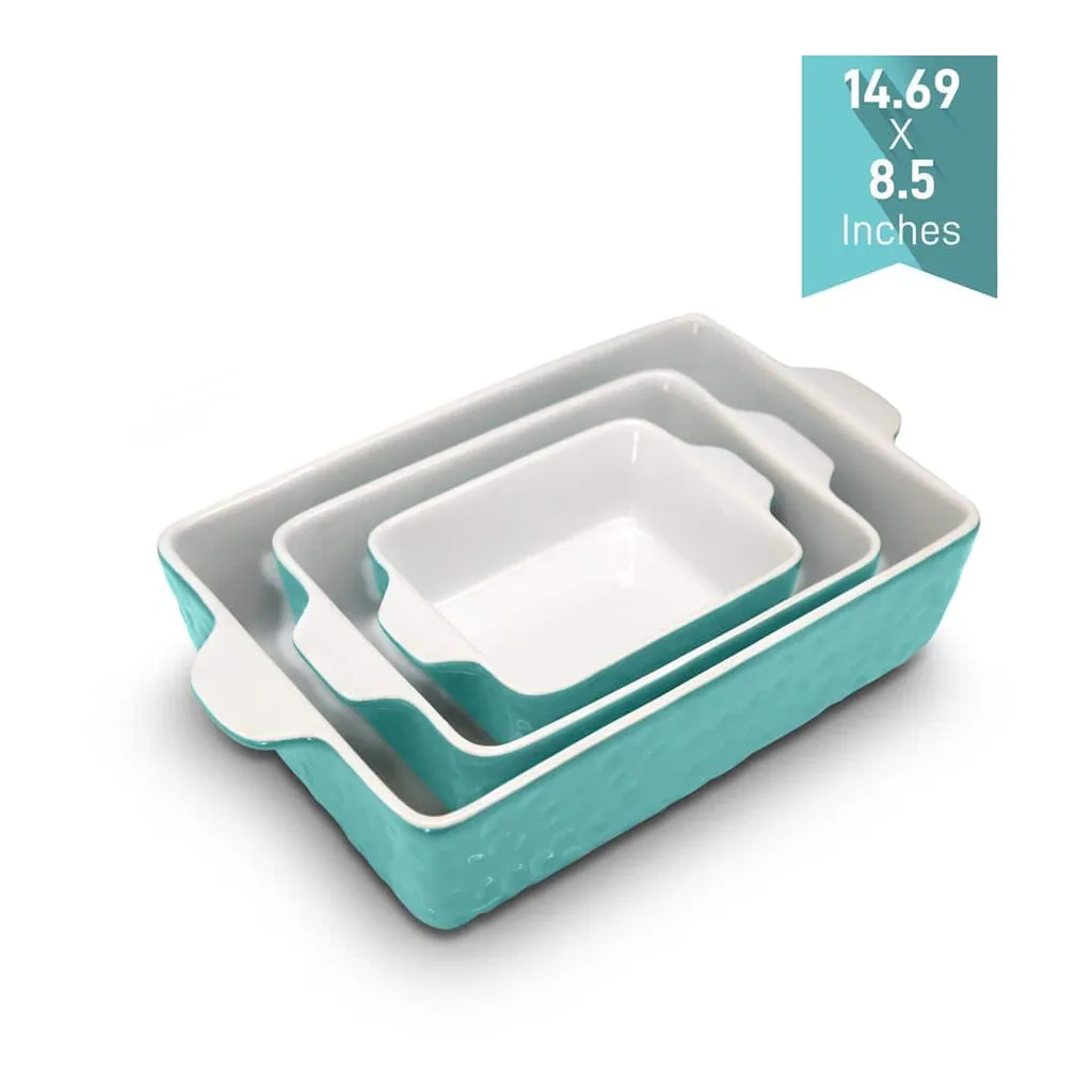 12028be4-881a-4611-a852-974935e1ae9c.jpg NutriChef - 3-pc Casserole Dish Set for Oven, Ceramic Lasagna Baking Dishes, Deep Serving Dish with Handles - Aqua