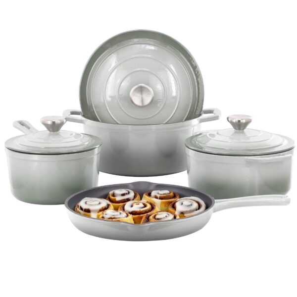 122c9056-8808-40c0-967a-9c3453b73bc7.jpg MegaChef - 7 Piece Enameled Cast Iron Cookware Set - Gray