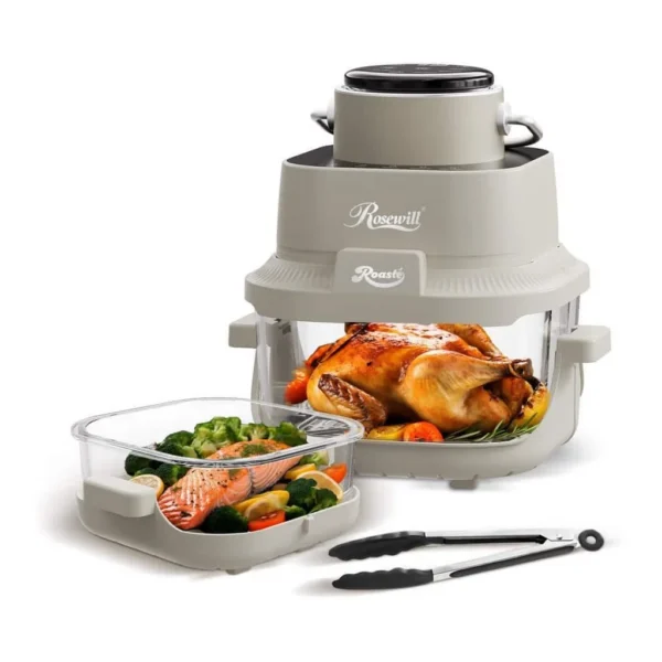 12360953_sd.jpg Rosewill - 8-in-1 Portable Glass Air Fryer, 5.5QT & 1.6QT Glass Pot with Lid & Tongs - Saturn Gray
