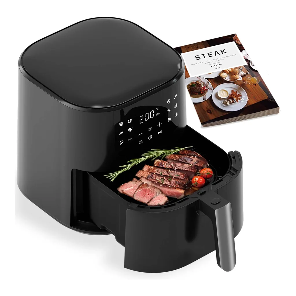 12486635_sd.jpg QIDO - 5 QT Air Fryer 180°-450°F Precision Heating with Shake Reminder, Large Touch Display and Auto Menus - Black