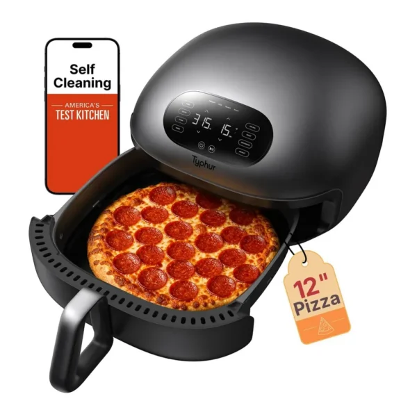12607267_sd.jpg Typhur - Dome 2 Self-Clean Air Fryer with Dual Heating, Fits 12-inch Pizza, 15 Functions, PFAS-Free, Exclusive Adjustable Fan Speed - Gunmetal Gray