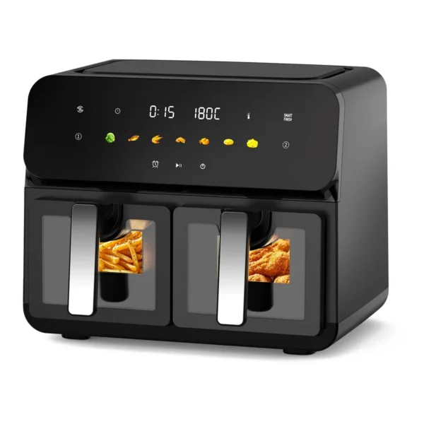 12705561_sd.jpg Bestier - 10QT Dual Air Fryer, 2x 5QT Basket Air Fryer with Digital Touchscreen Control & Easy-View Window - Black