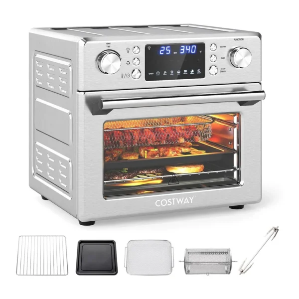 12799840_sd.jpg Costway - 14-in-1 Air Fryer Toaster Oven Combo with Bake, Rotisserie, Dehydrate & Defrost - Silver