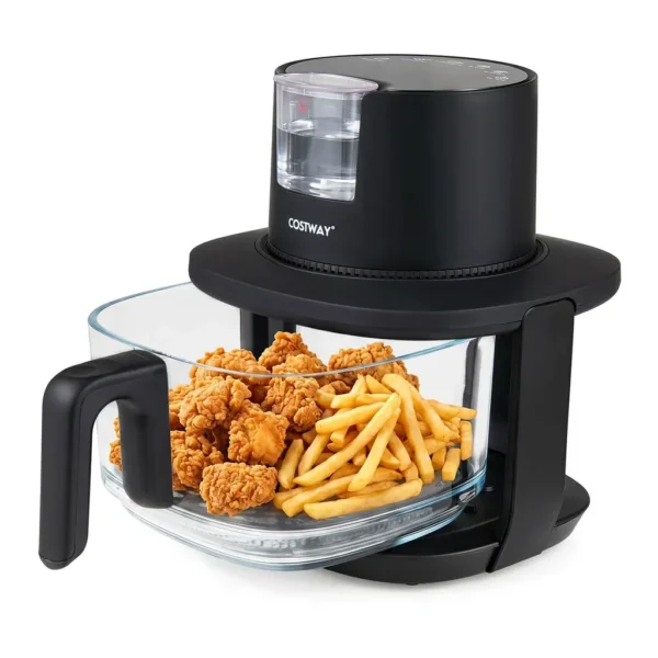 12905642_sd.jpg Costway - 4.7 QT Glass Air Fryer with Steam Frying Mode, 6 Smart Presets, 360° Heat Circulation - Black