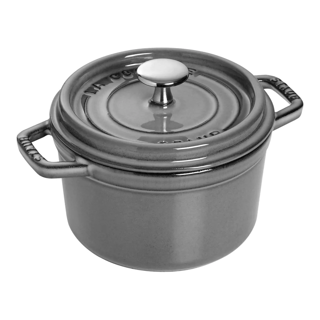 1317c184-00e0-47a1-8239-d92c0a57f19d.jpg Staub - Cast Iron Round Dutch Oven, Made in France, 1.25-qt - Graphite Grey