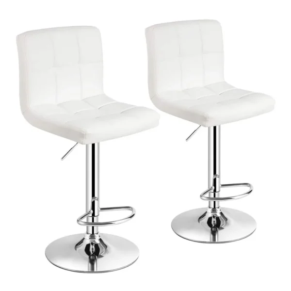 13965f1b-722f-47a0-b2d1-0121f5f27e75.jpg Costway - Set of 2 Adjustable Bar Stools PU Leather Swivel Counter Pub Chair - White