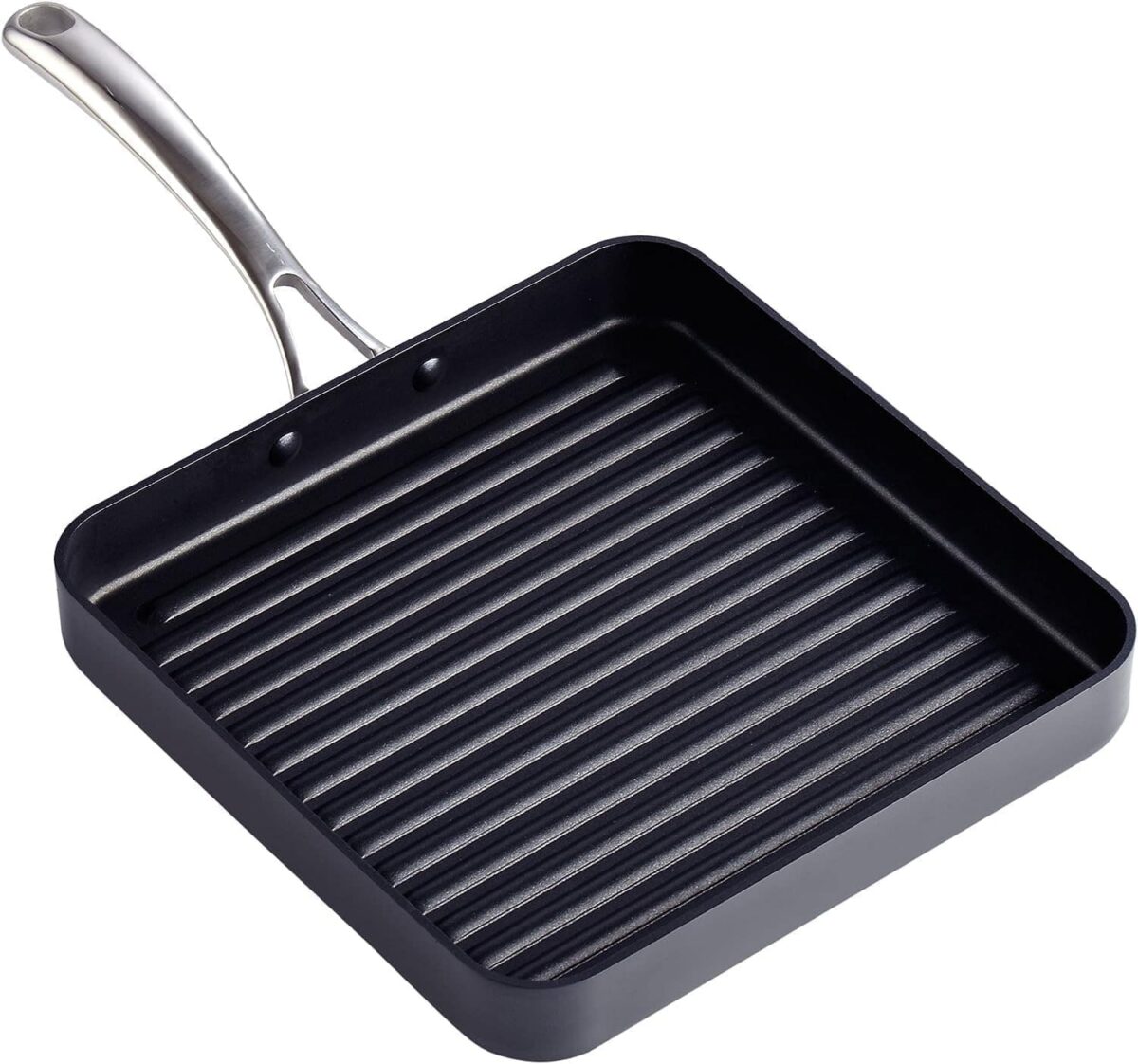 1480d4d3-25ba-4449-bb37-e9215ce821b7.jpg Cooks Standard - 11'' Square Hard Anodized Nonstick Indoor&outdoor Grill Pan for Stovetop, Stay cool handle, Oven Safe - Black
