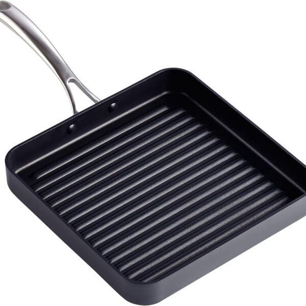 1480d4d3-25ba-4449-bb37-e9215ce821b7.jpg Cooks Standard - 11'' Square Hard Anodized Nonstick Indoor&outdoor Grill Pan for Stovetop, Stay cool handle, Oven Safe - Black