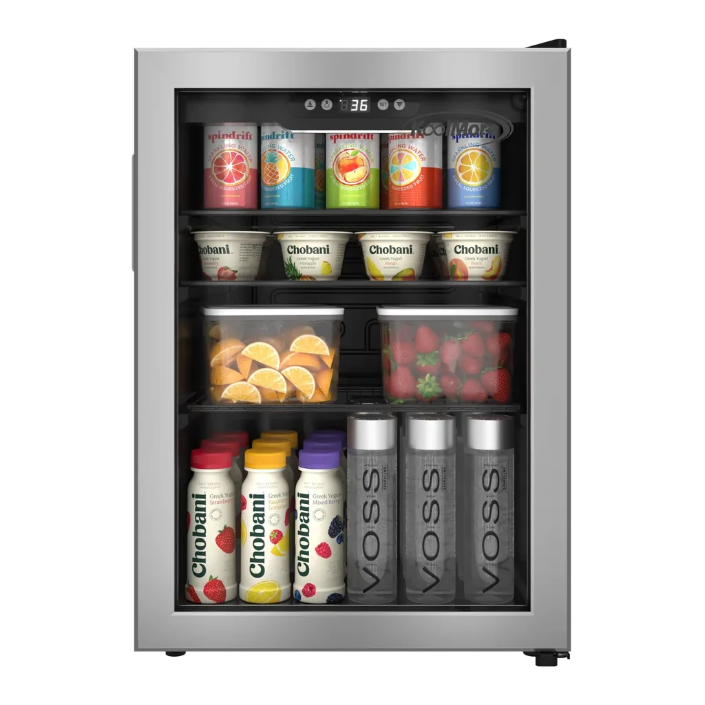 16693a88-8a4b-4c0f-b2a1-60d5179bb966.jpg Koolmore - 17 in. 70-Can Beverage Refrigerator with Stainless Steel Trim, 2.5 cu. ft. (KM-BR25SS) - Black