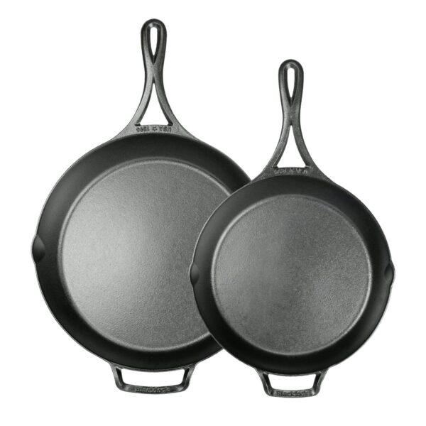 16f7dc09-3e7a-49e6-84b9-222ae1e3ae95.jpg Lodge - Blacklock Cast Iron Skillet Set, 10.25" & 12" - Triple Seasoned - Lightweight - Easy Cleanup - Premium Cookware - Black