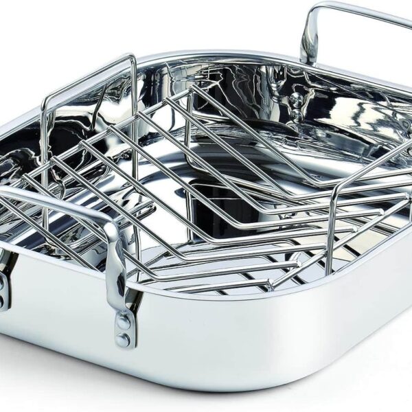17036c6f-abd5-4ea1-9e14-cb0659ebde54.jpg Cooks Standard - Classic 16''x13'' S/S Roaster Pan W/V-Shaped Rack,Turkey Roasting Pan W/Rack,Large Capacity,Oven and Dishwasher Safe - Stainless Steel