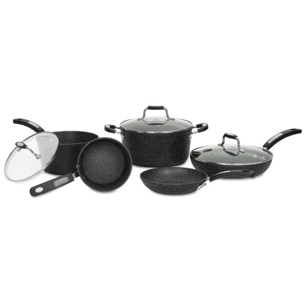 1871727d-bb1f-48b9-9b26-7b154c210eea.jpg THE ROCK by Starfrit - 8-Piece Terra Collection Nonstick Cookware Set with Bakelite Handles - Black