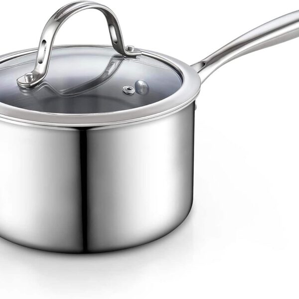 18a75369-b266-462a-800e-30ddab2cf778.jpg Cooks Standard - MultiPly Clad 3 Quart Saucepan with Glass Lid, Kitchen Induction Cooking Sauce Pot - Stainless Steel