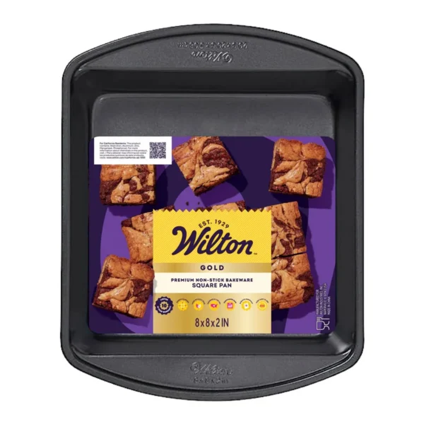 1934d5c4-703e-4273-80ee-06c4c3a32ec2.jpg Wilton - Gold 8 in. W X 8 in. L Square Cake Pan Black 1 pc