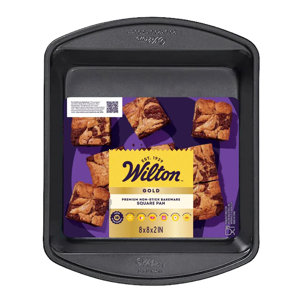1934d5c4-703e-4273-80ee-06c4c3a32ec2.jpg Wilton - Gold 8 in. W X 8 in. L Square Cake Pan Black 1 pc