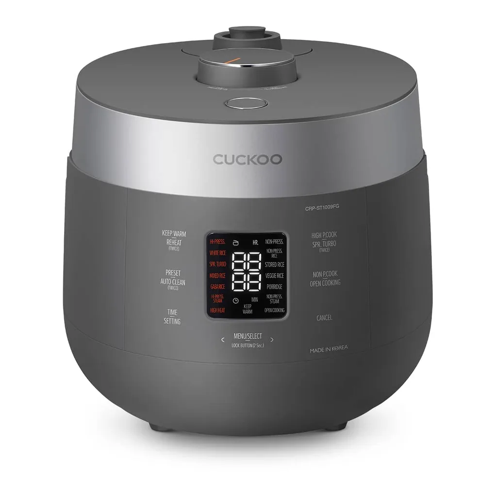 1941cbed-1db1-48de-b871-48e6e7b608d0.jpg Cuckoo CRP-ST1009FG 10-Cup (Uncooked) / 20-Cup (Cooked) Twin Pressure Rice Cooker & Warmer w/ Nonstick Inner Pot – Gray