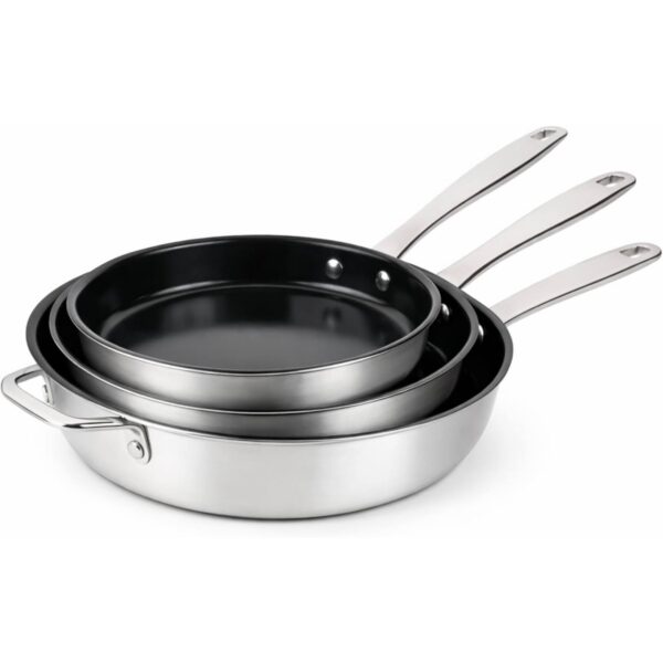 19cf49ff-786a-4d55-af37-636d51dbc827.jpg Alva - Maestro 3-Piece Nonstick Stainless Steel Frying Pan Set - Black