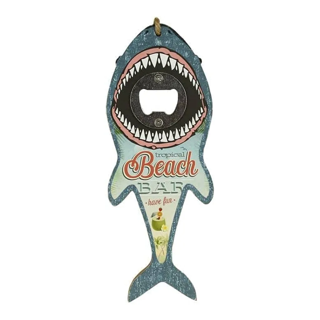 1a337c0d-b6bd-4175-a574-56aa545a8710.jpg Amber Sporting Goods - Shark Bottle Opener for Beer, Soda, and Pop Tops - Wall Mount Bartender Kitchen Barware - Multicolor
