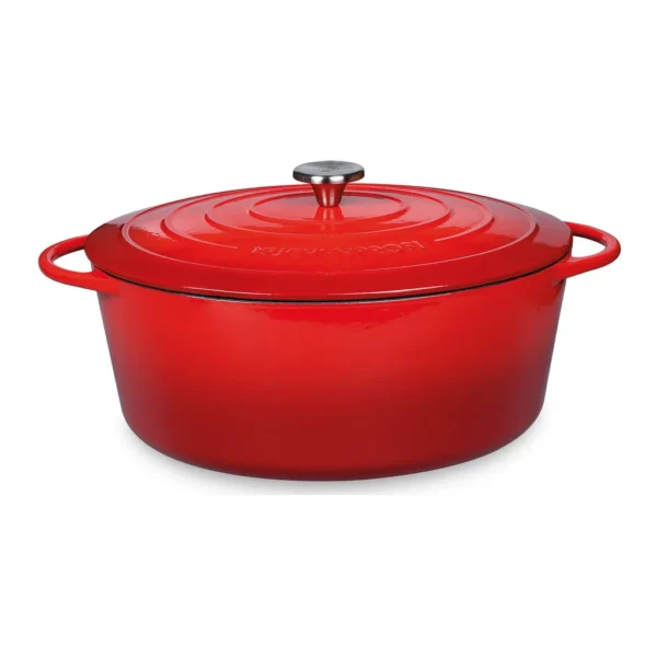 1a6ea408-93f1-44e8-84b1-d2431dc47340.jpg Kuchenprofi - Provence Enameled Cast Iron Oval Dutch Oven, 13" L, 7.4 qt - Classic Red