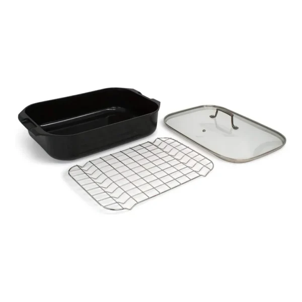 1ad5cafc-d78b-4a15-bb58-9f39a94a89ae.jpg BLU - Blu. Cookware Roasting Pan with Lid and Roasting Rack, Non-Toxic - Black